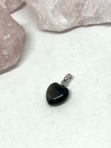 Obsidian rainbow heart pendant 