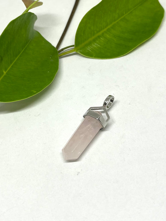 Rose Quartz double point pendant 