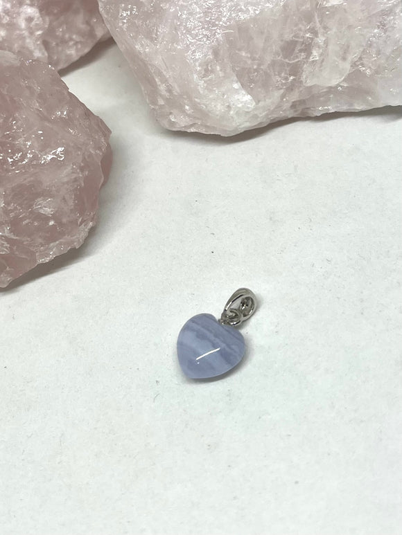 Blue lace Agate heart pendant