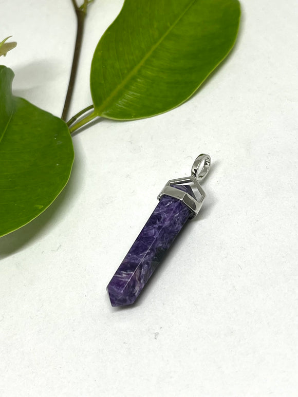 Charoite doublepoint pendant 