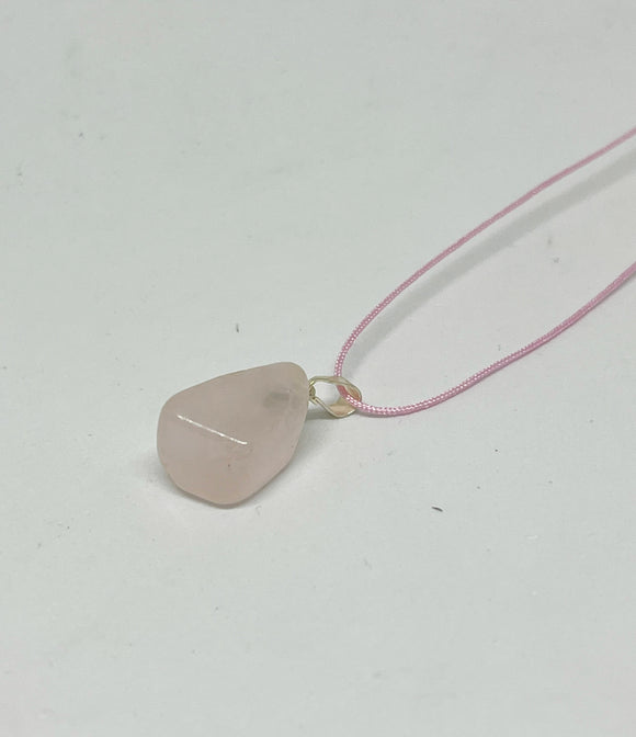 Rose quartz tumble stone pendant