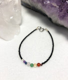 Black Agate bracelet with Chakra