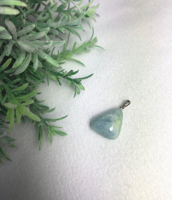 Aquamarine tumble stone pendant with Silver925