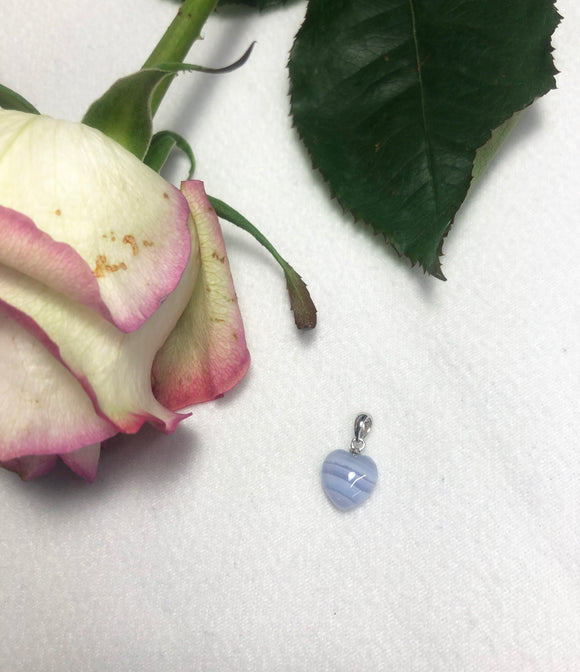 Blue lace Agate heart pendant