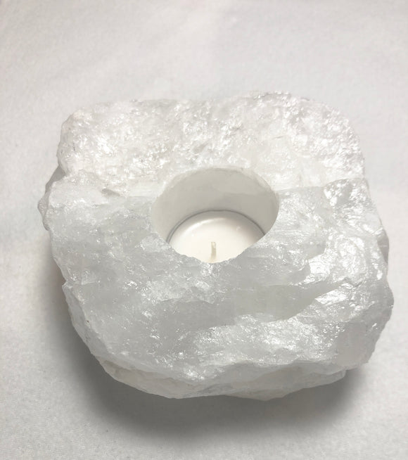 Clear quartz candleholder