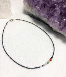 Hematite necklace with chakra