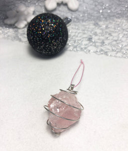 Rose Quartz rough Christmas Ornament