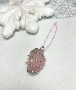 Rose Quartz tumble Christmas Ornament